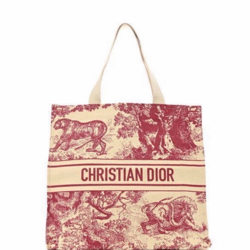 Dior Burgundy and Beige Tote Bag